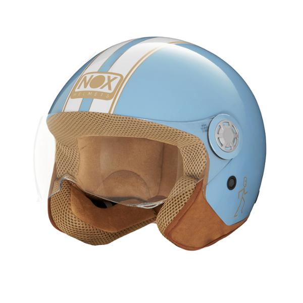 HELMET -OPEN FACE- NOX N210 EVO BLUE PASTEL WHITE- CE 22.06