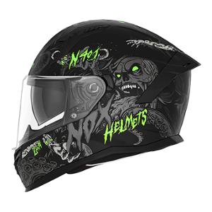 CASQUE INTEGRAL NOX ENFANT N731 ZUMBI NOIR MAT VERT- CE 22.06