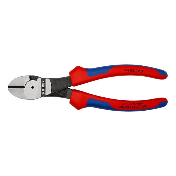 PINCE COUPANTE DE COTE KNIPEX A FORTE DEMULTIPLICATION 180MM ROUGE / BLEU