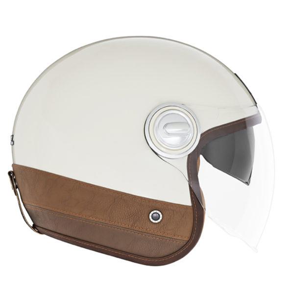 HELMET -OPEN FACE- NOX PREMIUM HERITAGE CREAM BROWN LEATHER- CE 22.06