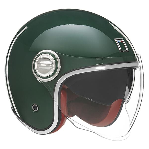 HELMET -OPEN FACE- NOX PREMIUM HERITAGE BRITISH RACING GREEN  - EC APPROVAL 22.06