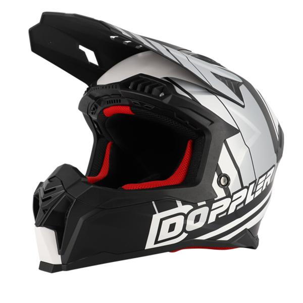 HELMET -CROSS- DOPPLER BLACK/WHITE/GREY