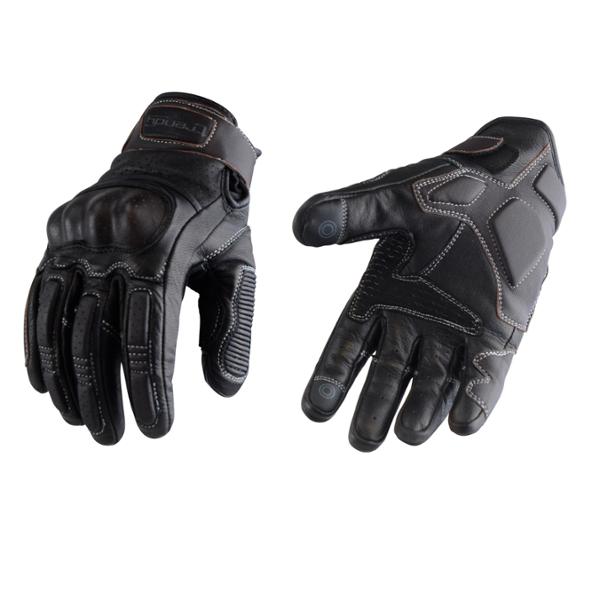 GLOVES -SUMMER- TRENDY GT525 - ACRE BLACK LEATHER/BROWN - PROTECTIONS EPI 1 KP  (PAIR)
