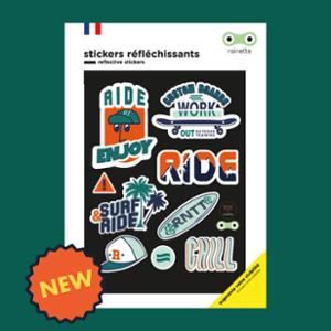 AUTOCOLLANT / STICKER REFLECHISSANT RAINETTE RIDE (PLANCHE 137X172MM)
