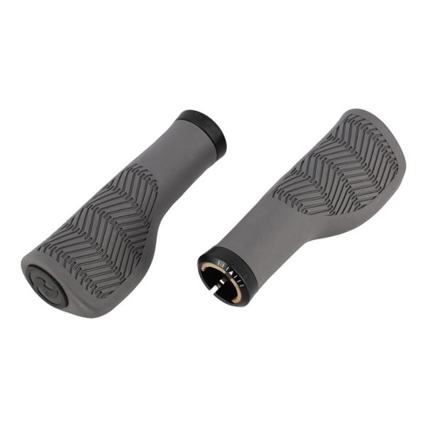 POIGNEE VELO HERRMANS NUCORE 130MM TOWN WAVE ERGONOMIQUE LOCK ON GRIS (PR)