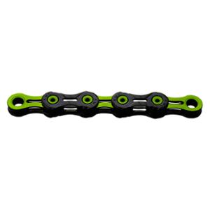 BICYCLE CHAIN 10 SPEED KMC DLC10 BLACK/GREEN 116 LINKS  - QUICK RELEASE