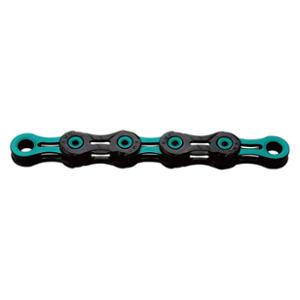 BICYCLE CHAIN 11 SPEED KMC DLC11 BLACK/GREEN CELESTE 118 LINKS  - QUICK RELEASE