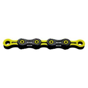 BICYCLE CHAIN 11 SPEED KMC DLC11 BLACK/YELLOW 118 LINKS  - QUICK RELEASE