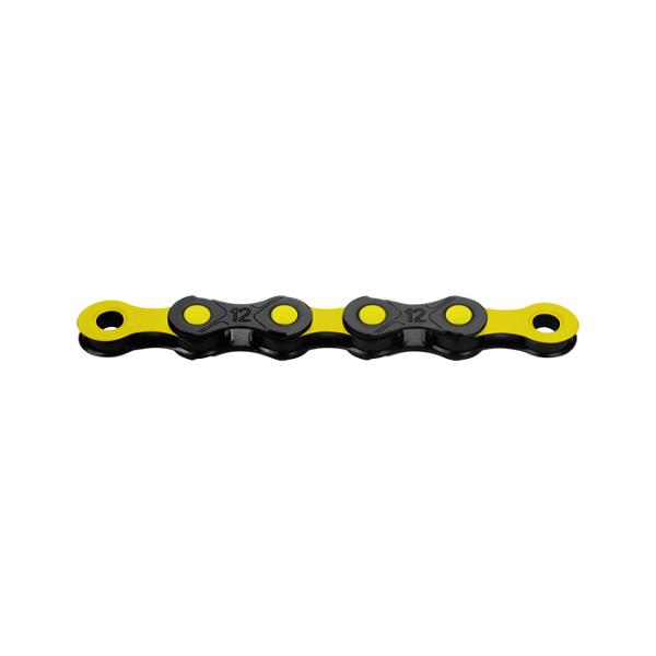 BICYCLE CHAIN 12 SPEED KMC DLC12 BLACK/YELLOW 126 LINKS  - QUICK RELEASE