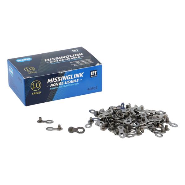 BICYCLE CHAIN QUICK RELEASE 10 SPEED KMC 10 NR EPT SILVER   (x40)