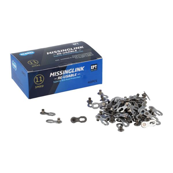 BICYCLE CHAIN QUICK RELEASE 11 SPEED KMC 11 R EPT SILVER   (x40)