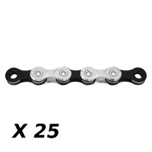 BICYCLE CHAIN 10 SPEED KMC X10 SILVER/BLACK 116 LINKS + QUICK RELEASE    (x25)