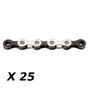 BICYCLE CHAIN 11 SPEED KMC X11 SILVER/BLACK 118 LINKS + QUICK RELEASE    (x25)
