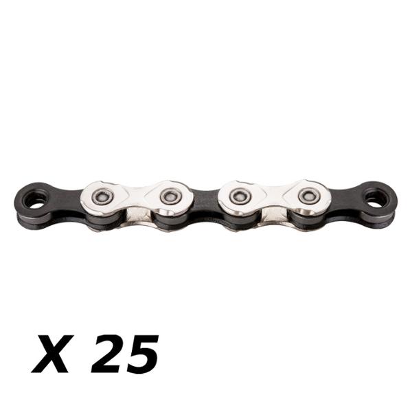 BICYCLE CHAIN 11 SPEED KMC X11 SILVER/BLACK 118 LINKS + QUICK RELEASE    (x25)