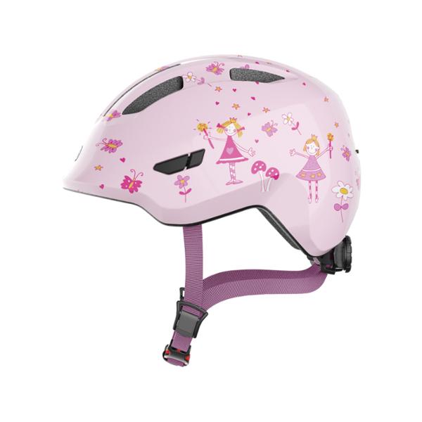 CASQUE ENFANT BABY ABUS SMILEY 3.0 ROSE PRINCESS IN MOLD AVEC REGLAGE OCCIPITAL T.S 45 / 50