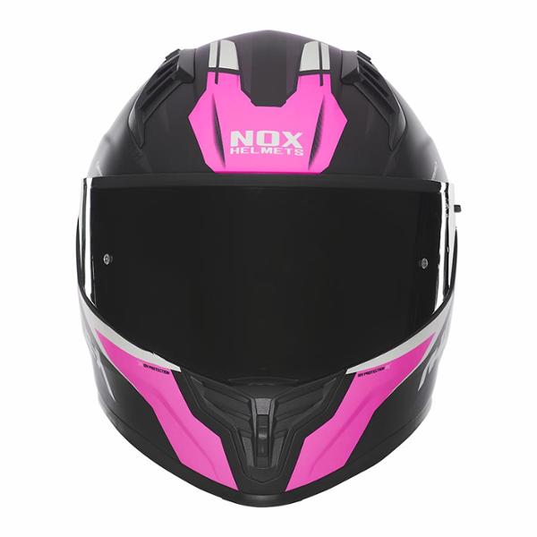 CASQUE INTEGRAL DOUBLE ECRAN  NOX N401 CROWER NOIR MAT / ROSE T53-54 XS - CE 22.06