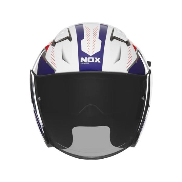 CASQUE JET DOUBLE ECRAN NOX N130 MYST BLANC / BLEU / ROUGE T53-54 XS - CE 22.06