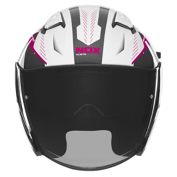CASQUE JET DOUBLE ECRAN NOX N130 MYST BLANC / ROSE T53-54 XS - CE 22.06