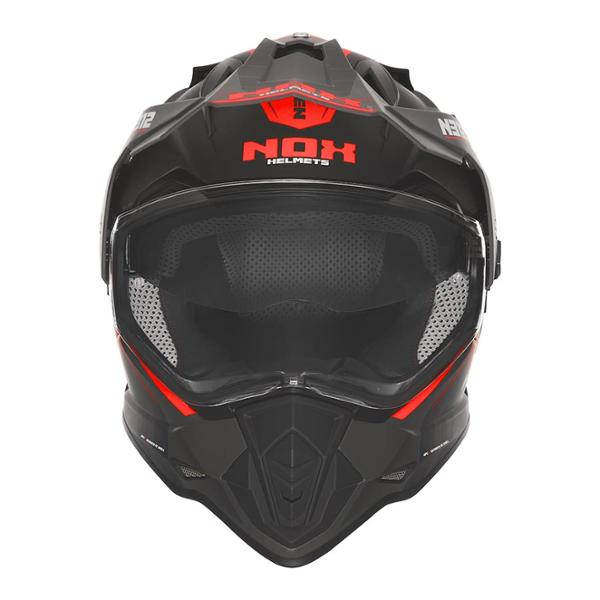 CASQUE CROSS DOUBLE ECRAN  NOX N312VAPOR NOIR MAT / ROUGE T53-54 XS - C E 22.06