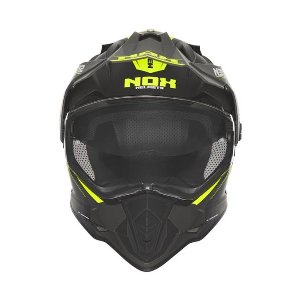 CASQUE CROSS DOUBLE ECRAN  NOX N312 VAPOR NOIR MAT / JAUNE FLUO T53-54 X S - CE 22.06