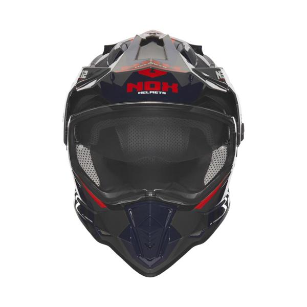 CASQUE CROSS DOUBLE ECRAN  NOX N312VAPOR BLEU / ROUGE T53-54 XS - CE 22 .06