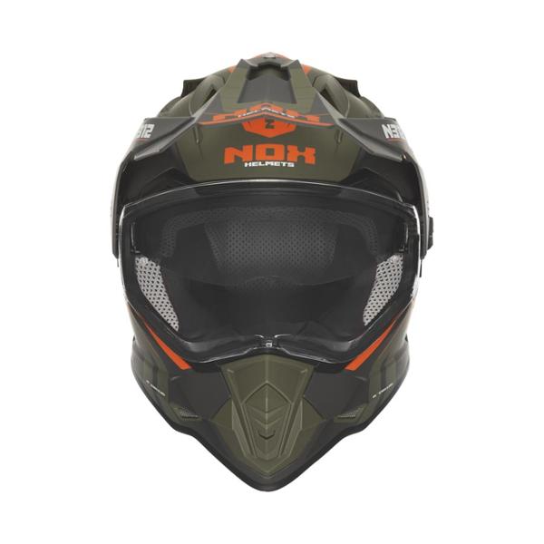 CASQUE CROSS DOUBLE ECRAN  NOX N312VAPOR KAKI MAT / ORANGE T53-54 XS -  CE 22.06
