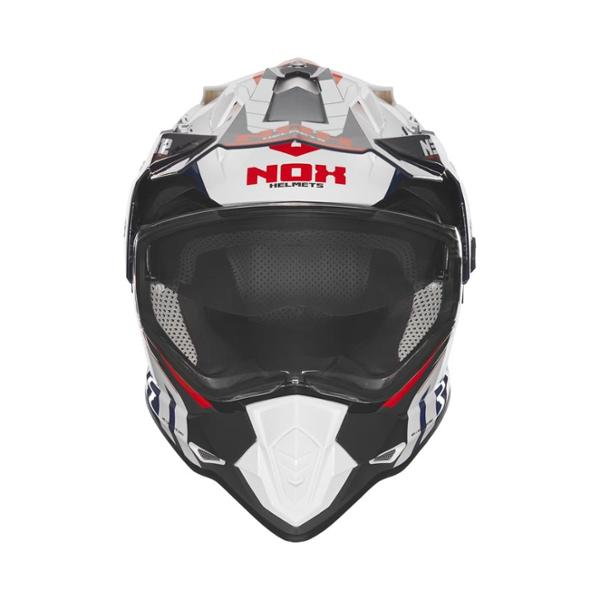 CASQUE CROSS DOUBLE ECRAN NOX N312 VAPOR BLANC / BLEU / ROUGE - CE 22.06