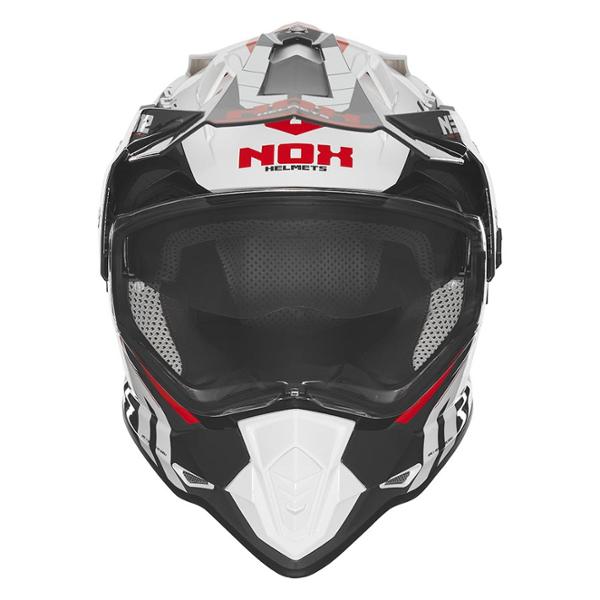 HELMET -OPEN FACE- DOUBLE VISOR NOX N312 VAPOR WHITE/RED -  EC APPROVAL 22.06