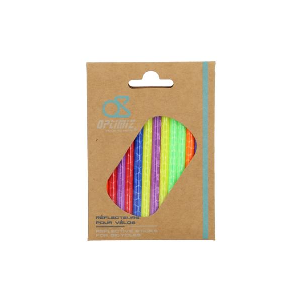 BICYCLE WHEEL SPOKE REFLECTORS 75mm OPTIMIZ MULTI-COLOURS  - 12 REFLECTORS
