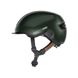 CASQUE URBAIN ABUS HUD-Y VERT FONCE IN MOLD ECLAIRAGE MAGNET. AVEC REGLAGE OCCIPITAL