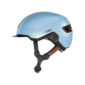 CASQUE URBAIN ABUS HUD-Y BLEU GLACE IN MOLD ECLAIRAGE MAGNET. AVEC REGLAGE OCCIPITAL