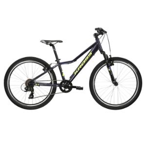 VELO VTT ENFANT 24" SEMI RIGIDE KROSS HEXAGONE JR 1.0M ALUMINIUM BLEU FONCE / JAUNE