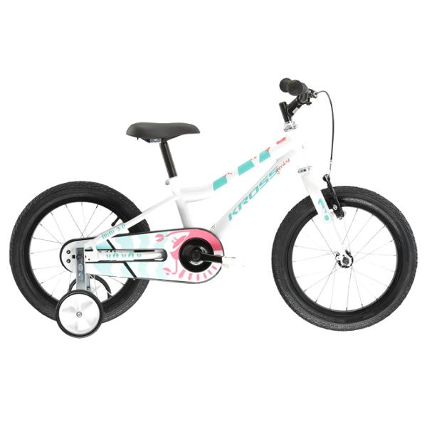 VELO VTT ENFANT 16" RIGIDE KROSS MINI 3.0 ACIER BLANC / VERT PASTEL