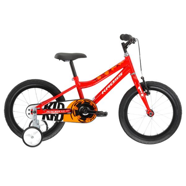 VELO VTT ENFANT 16" RIGIDE KROSS RACER 3.0 ACIER ROUGE / ORANGE