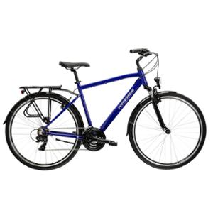 VELO VTC TREKKING 28" HOMME KROSS TRANS 1.0M TAILLE M (19") ALUMINIUM BLEU FONCE / ARGENT