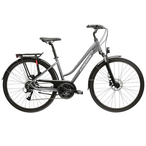 VELO VTC TREKKING 28" FEMME KROSS TRANS 4.0 TAILLE L (21") ALUMINIUM GRAPHITE / GRIS