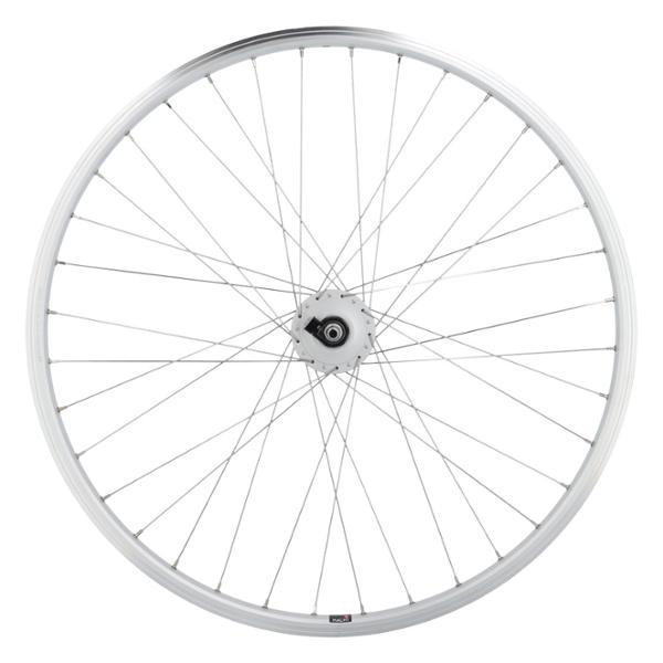WHEEL -HYBRID- 28  FRONT/NUT/SOLID THRU AXEL/SILVER MACH1 RIM/M260/HUB SHIMANO DYNAMO DH-C3000 6V/3