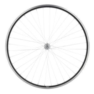 WHEEL -HYBRID- 28  FRONT/NUT/THRU SOLID AXEL/ MACH 1 RIM BLACK ALU/ M840/HUB VELOX URBAN V-BRAKE 36T