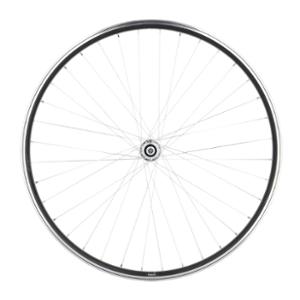 WHEEL -HYBRID- 28 REAR/NUT/THRU SOLID AXEL/BLACK MACH1 RIM/M840/HUB VELOX URBAN SCREW ON 5/6/7V V-BR