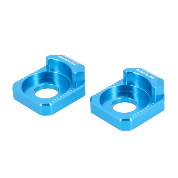 CHAIN TENSIONER -GEARED 50cc- DOPPLER FOR BETA RR - STEEL SWINGARM - ALU BLUE (x2)