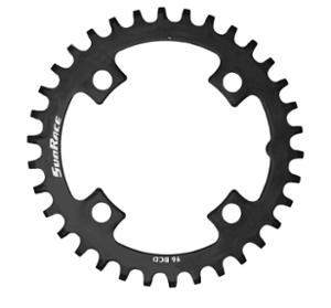 CHAINRING -MTB- MONO Ø104 EXTER 30 TEETH BLACK 4 SPOKES SUNRACE (COMP.1X10/9/8 SPEED) TT.BRAND