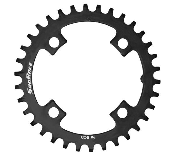 PLATEAU VTT MONO DIAM 104 EXTER 34DTS NOIR 4 BRANCHES SUNRACE (COMP.1X10 / 9 / 8V) TT.MARQUE