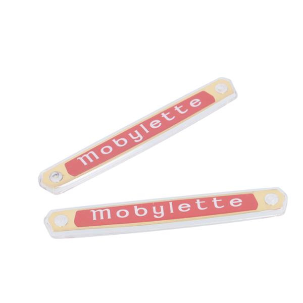 BADGE / LOGO / MONOGRAM -MOPED- FOR MOBYLETTE - LONG BARRETTE   (PAIR)