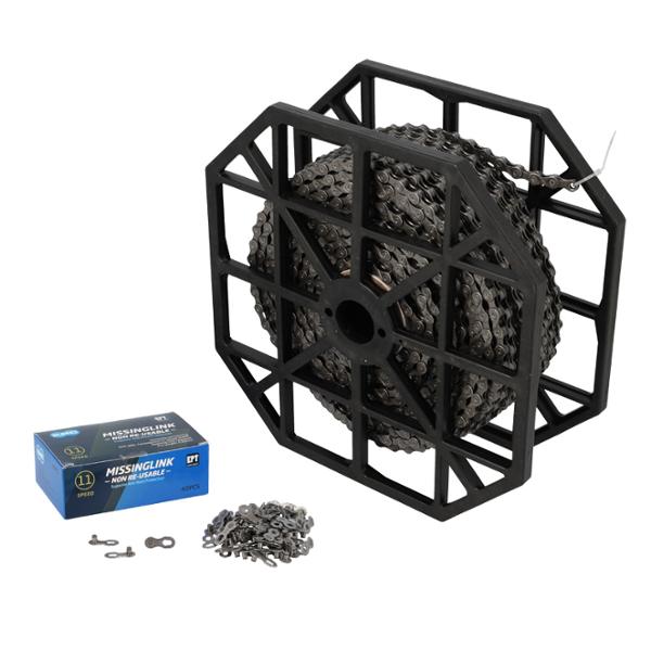 CADENA BICICLETA 11V. KMC X11 GRIS (RODILLO TALLER 50 METROS + 40 CIERRES RÁPIDOS)