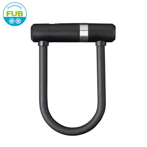 BICYCLE LOCK U 115  X 190mm AXA NEWTON MINI PRO BLACK WITH LOOPED CABLE Ø14X 1.00m