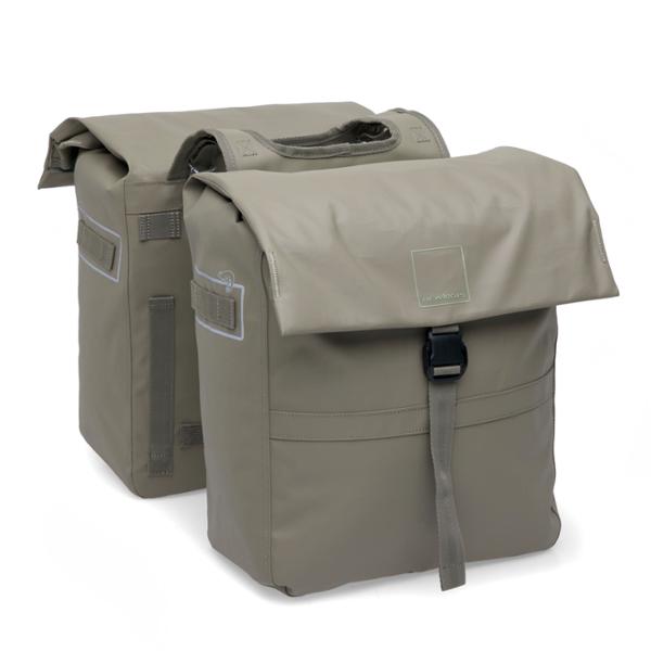 SACOCHE VELO PORTE BAGAGE NEWLOOXS LEEDS DOUBLE TAUPE - 38 LITRES - 330x380x180MM