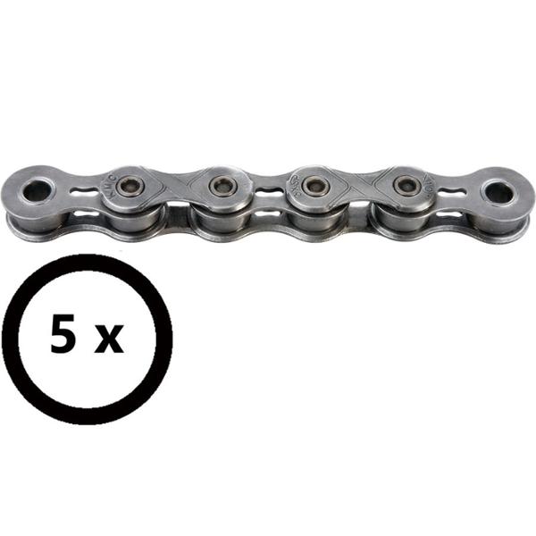 CHAINE VELO  1V. KMC E101 EPT ARGENT 112M ATTACHE RAPIDE ANTI ROUILLE (X5)