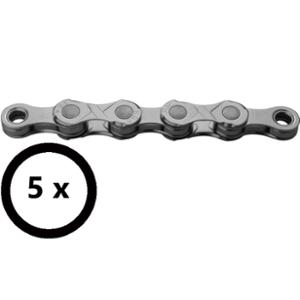 CHAINE VELO 10V. KMC E10 EPT ARGENT 136M ATTACHE RAPIDE ANTI ROUILLE (X5)