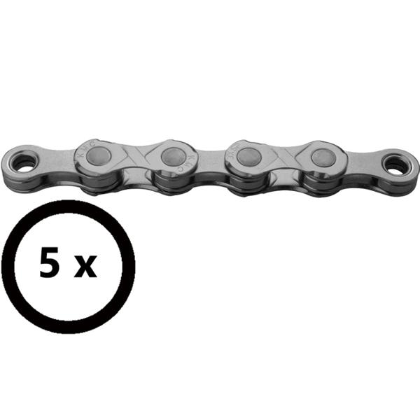 CHAINE VELO 10V. KMC E10 EPT ARGENT 136M ATTACHE RAPIDE ANTI ROUILLE (X5)