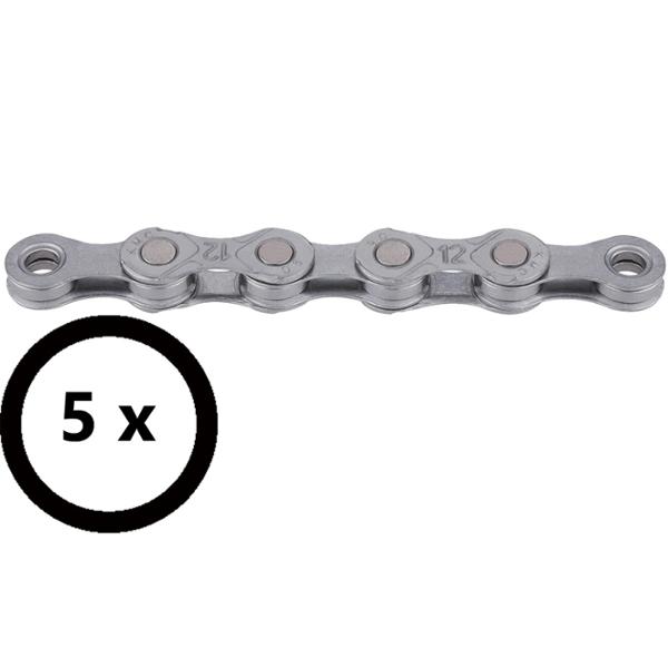 BICYCLE CHAIN 12 SPEED KMC E12 EPT SILVER 130 LINKS - QUICK LOCK LINK - ANTI-RUST   (x5)